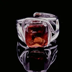 Spessartine Garnet Adjustable Finger Cuff Ring .925 Silver (High Quality) for Passion and Manifestation