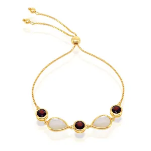 Sterling Silver GP Garnet and MOP Adjustable Bolo Bracelet