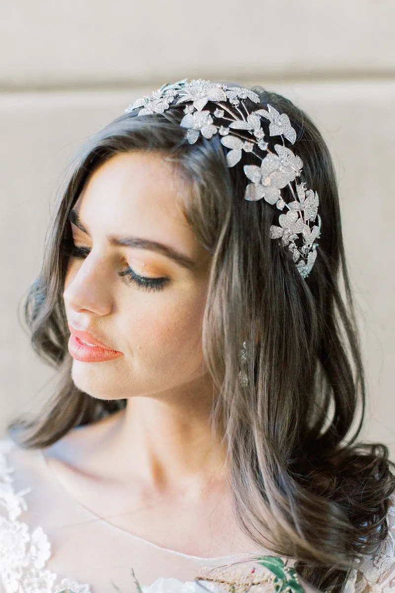ZOE Floral Simulated Diamond Headpiece